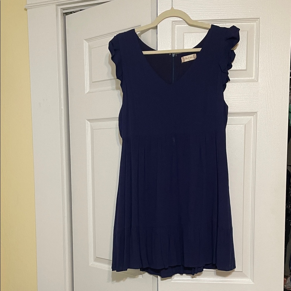 Altar'd State Deep Blue Ruffle Sleeve Blouse